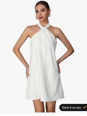SHEIN White Halter Mini Dress